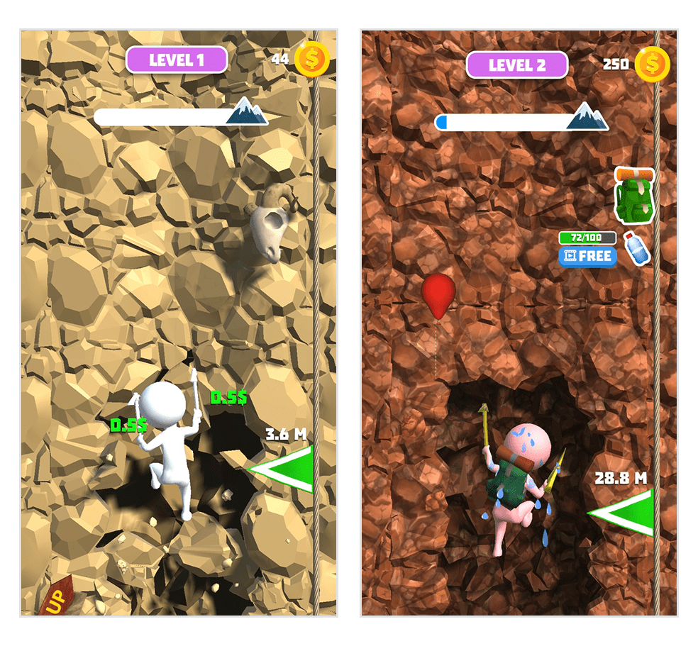 画像:「Climb the mountain」プレイ画面
