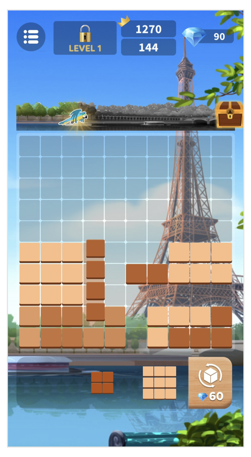 画像：「Woody Adventure Puzzle」プレイ画面