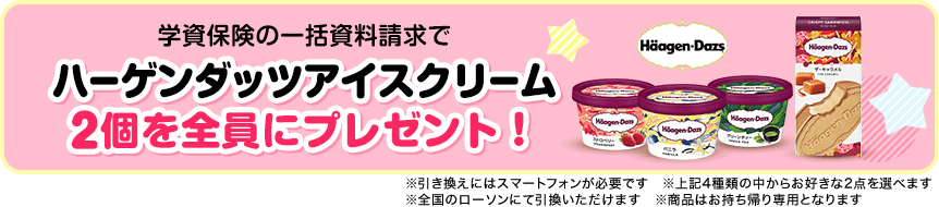 画像：学資保険の一括資料請求でハーゲンダッツアイスクリーム2個を全員にプレゼント！