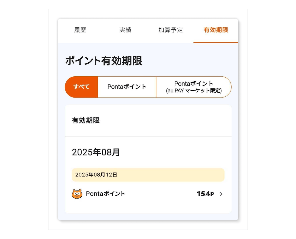 <記事内画像>『au Pontaポータル』ポイント有効期限ページ