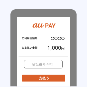 画像：支払い確認画面にて暗証番号入力